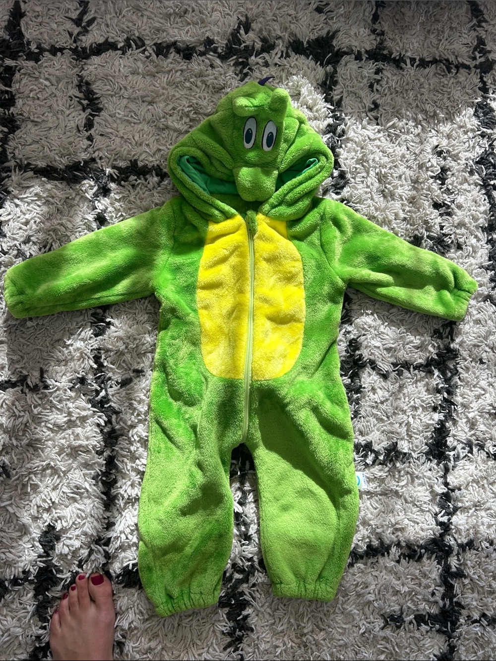 Plush Green Frog Hooded One-Piece for Kids